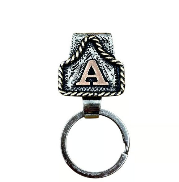 ⚒️ Handmade Cow Tag Belt Key Holder with Custom Initial.✨