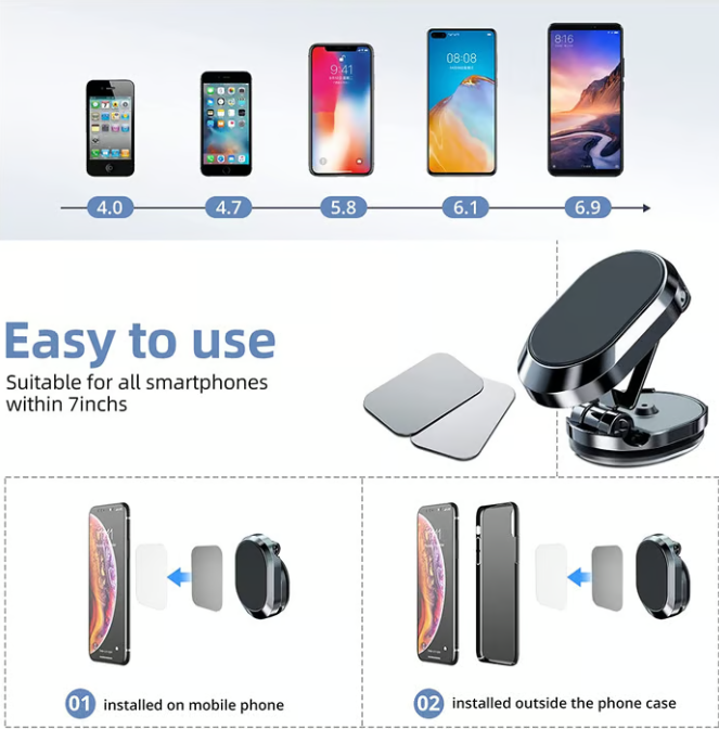 🔥 HOT SALE 🔥 2025 NEW ALLOY FOLDING MAGNETIC CAR PHONE HOLDER