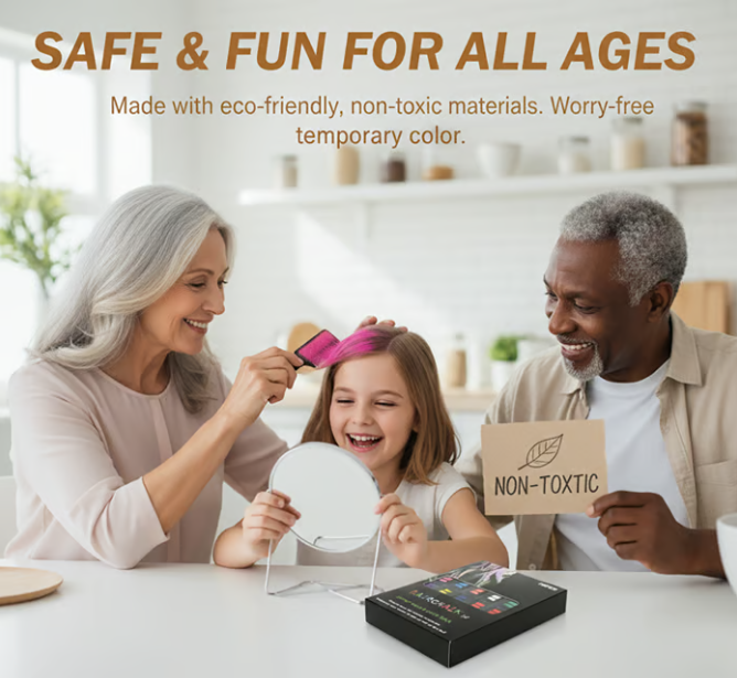 🎁Last Day Promotion 49% OFF🔥🌈 Instant Hair Color Comb – Non-Toxic, Water-Washable, Quick-Dry Hair Chalk | Temporary Vibrant Hair Color for All Ages