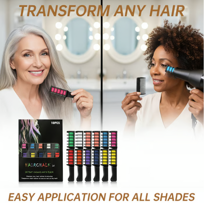 🎁Last Day Promotion 49% OFF🔥🌈 Instant Hair Color Comb – Non-Toxic, Water-Washable, Quick-Dry Hair Chalk | Temporary Vibrant Hair Color for All Ages