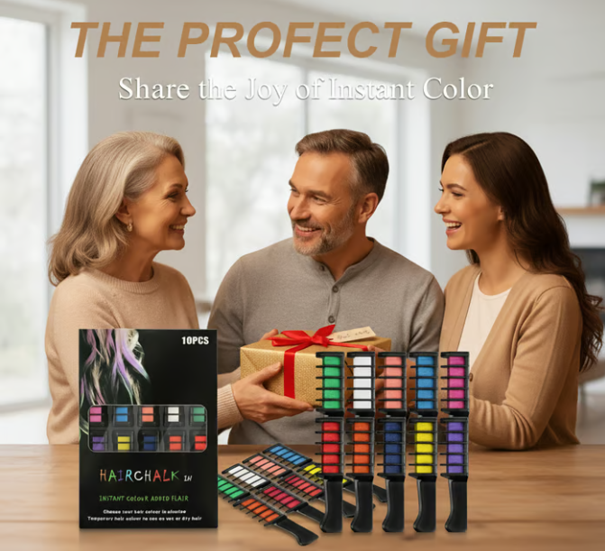 🎁Last Day Promotion 49% OFF🔥🌈 Instant Hair Color Comb – Non-Toxic, Water-Washable, Quick-Dry Hair Chalk | Temporary Vibrant Hair Color for All Ages