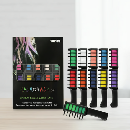 🎁Last Day Promotion 49% OFF🔥🌈 Instant Hair Color Comb – Non-Toxic, Water-Washable, Quick-Dry Hair Chalk | Temporary Vibrant Hair Color for All Ages