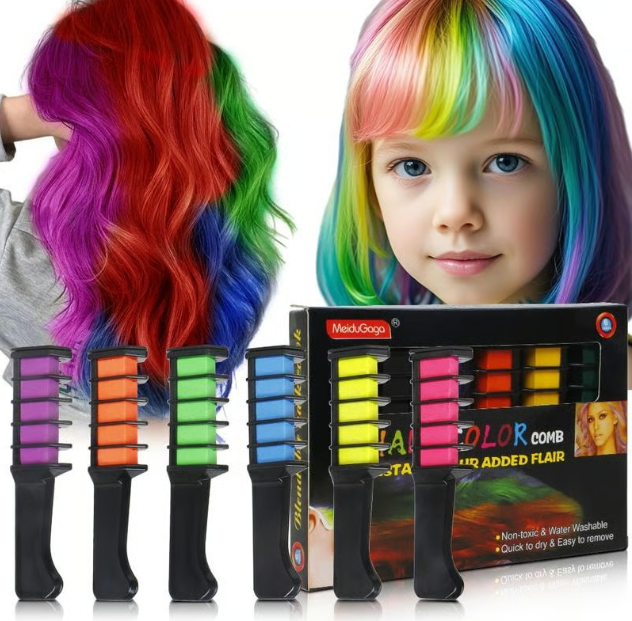 🎁Last Day Promotion 49% OFF🔥🌈 Instant Hair Color Comb – Non-Toxic, Water-Washable, Quick-Dry Hair Chalk | Temporary Vibrant Hair Color for All Ages