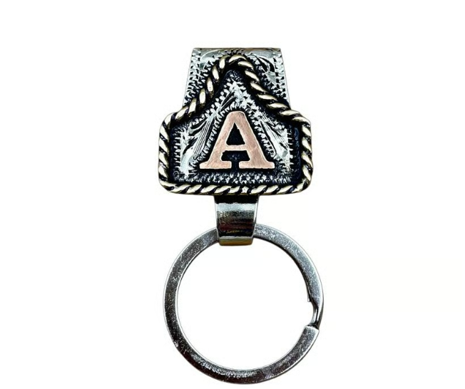 ⚒️ Handmade Cow Tag Belt Key Holder with Custom Initial.✨