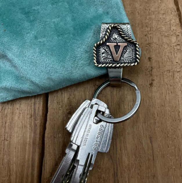 ⚒️ Handmade Cow Tag Belt Key Holder with Custom Initial.✨