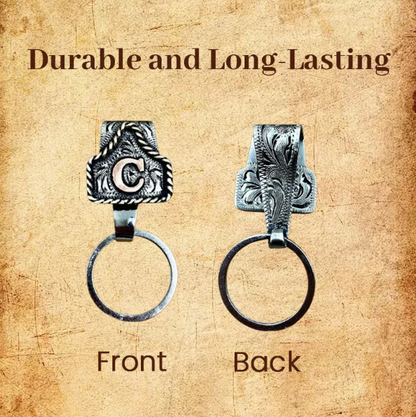 ⚒️ Handmade Cow Tag Belt Key Holder with Custom Initial.✨