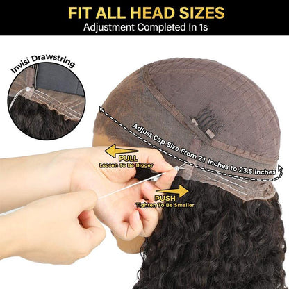 UP TO 70%OFF🔥Pre-Cut Lace Kinky Straight 360 Full Lace Frontal Glueless Wig With Invisi Drawstring Pre Plucked Human Hair Wig